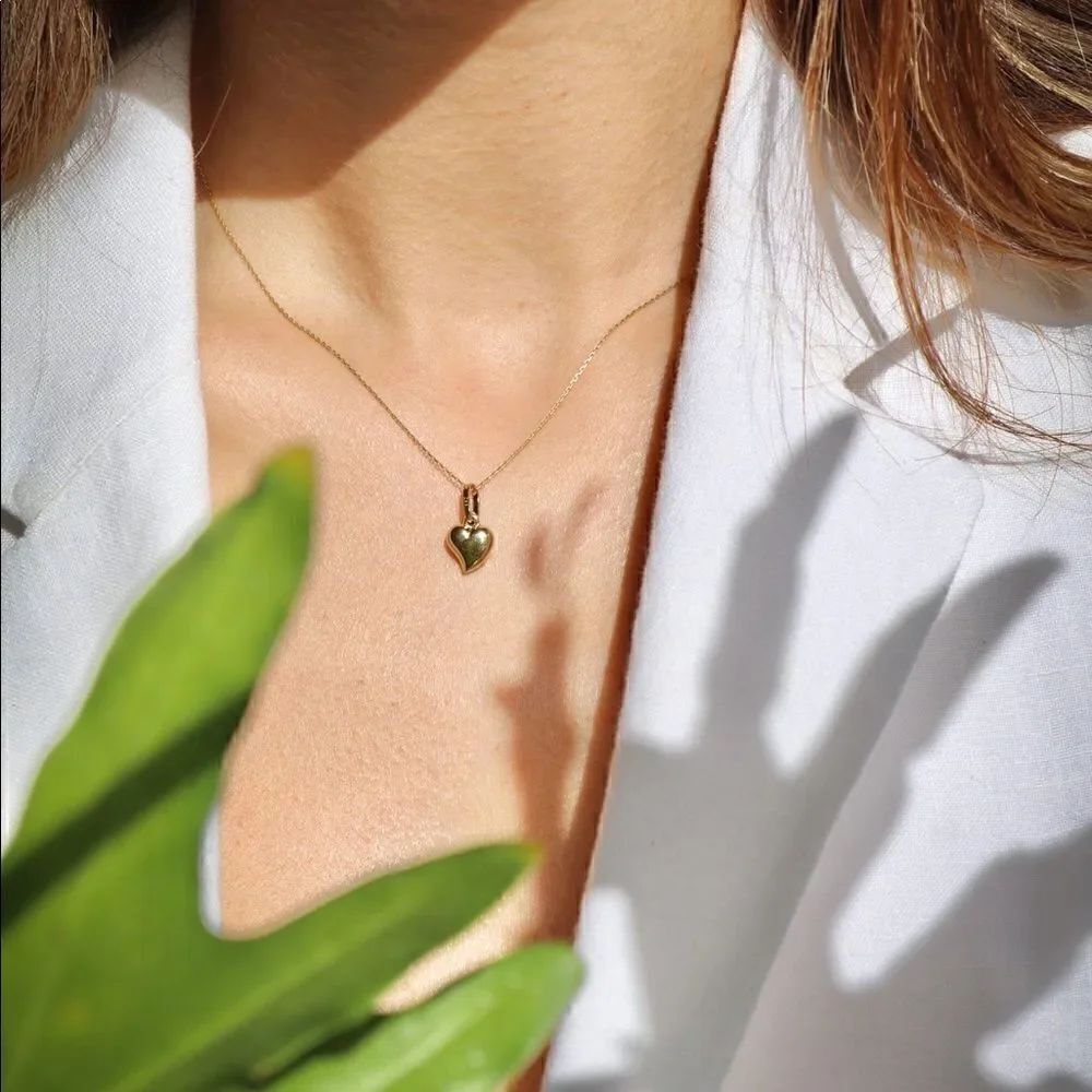 Single heart 14k solid gold pendant perfect gift wear real gold everyday